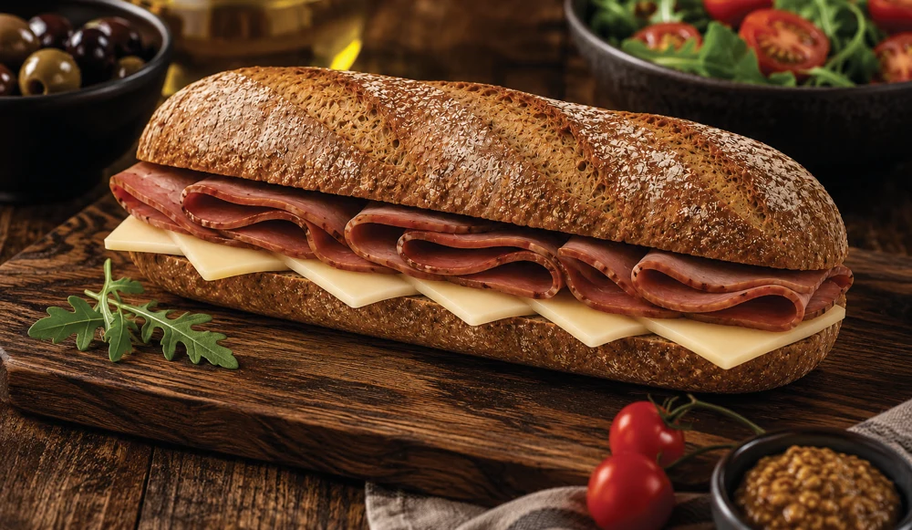 Tost Kafalı rustik sandviç sunumu